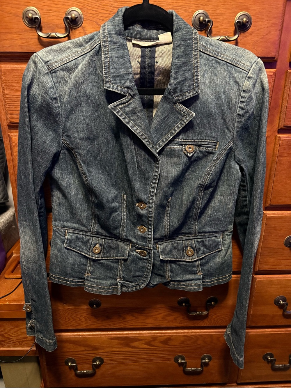 DKNY Women's Blue Denim Tailored Jean Jacket